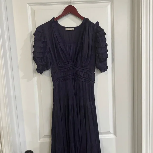Ulla Johnson Olivia Dark Purple Satin Maxi Dress